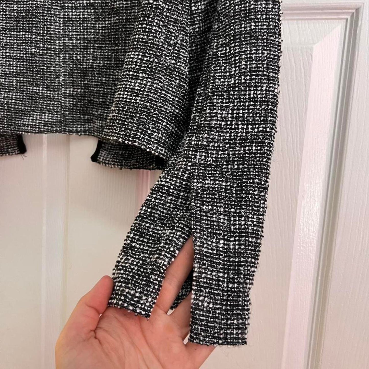 Halogen Black & White Tweed Cropped Jacket- SIZE XS